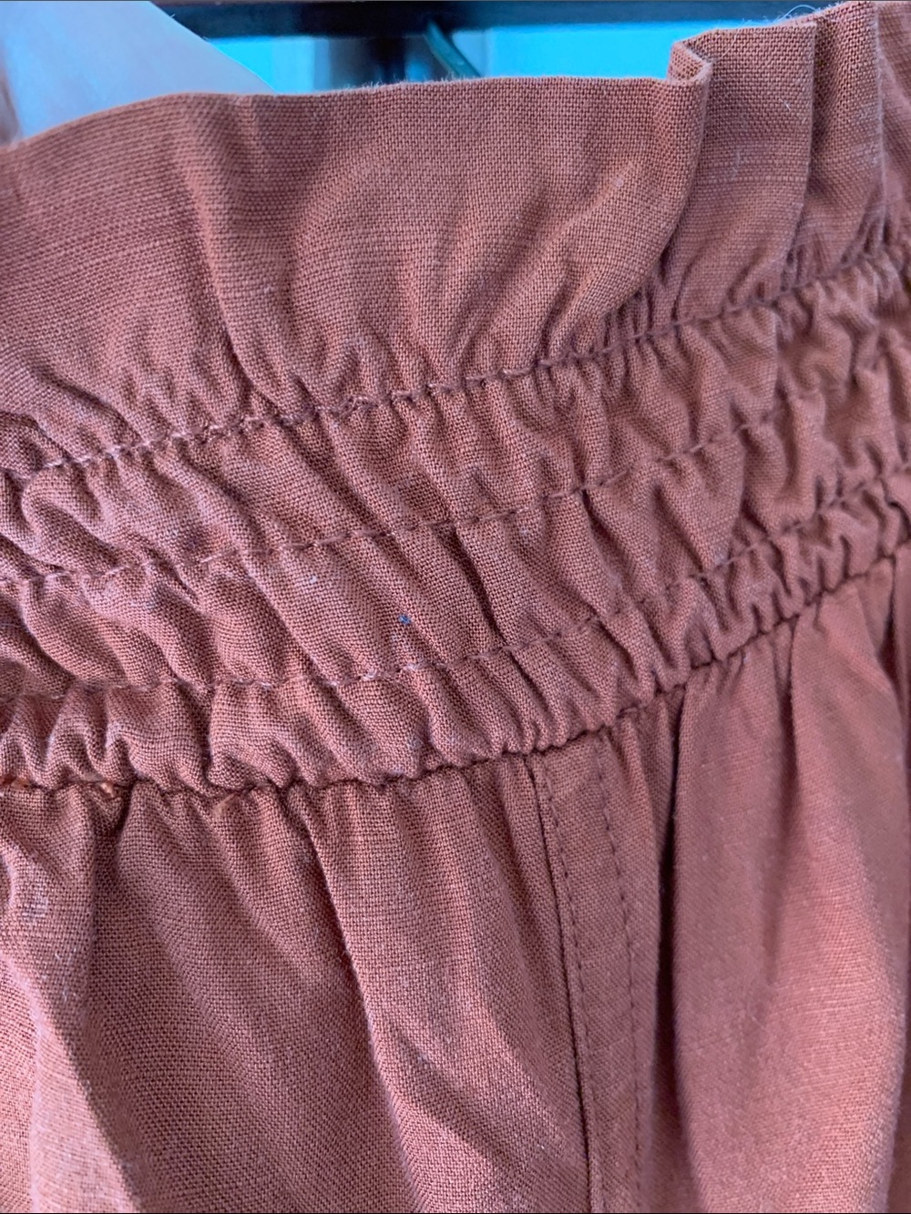 Elodie Rust Smocked Waist Wide Leg Pants, Size XL. - Picture 2 of 14